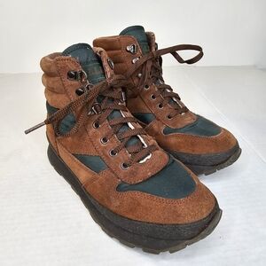 L.L. Bean Brown and Green Lace Up Boots Size 8M